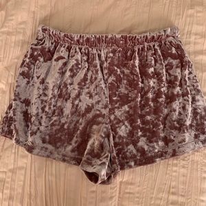 Purple/pink crushed velvet shorts